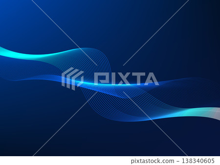 Abstract background technology. Layered flowing particle waves. Represents the overlapping of data being processed by cyber technology. Illustration, Vector. 138340605