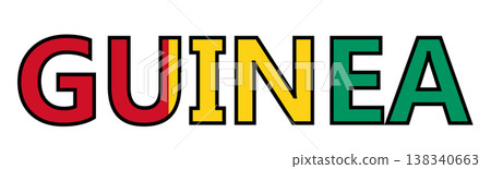 Guinea word with flag design. Guinea flag sign. Guinea flag Typography with flag. flat style. 138340663