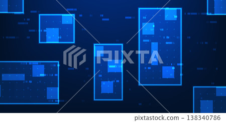 Abstract background of digital scanning technology. Rectangle frame representing data capture, scanning or identification in intelligent system, conveying speed, accuracy, connecting the digital world 138340786