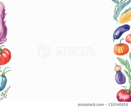 旁邊是一幅水彩風格的夏季蔬菜插圖。 138340958