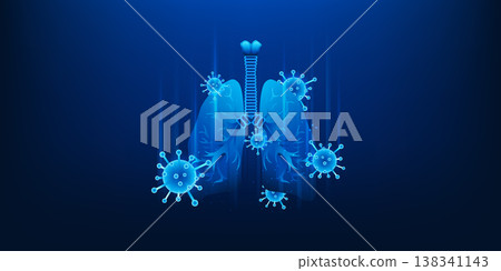 Medical Technology Lung Scan Visualization, Virus and Dust Particles Entering Human Lungs, Respiratory Disease Analysis, Air Pollution Impact, Healthcare Diagnostic, Infection Detection, Illustration Medical Technology Lung Scan Visualization, Virus and Dust Particles Entering Human Lungs, Respiratory Disease Analysis, Air Pollution Impact, Healthcare Diagnostic, Infection Detection, Illustration 138341143