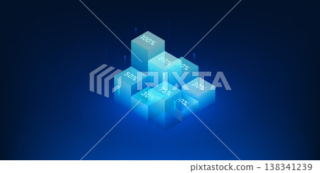Abstract Technology Background with Geometric Square Shapes and Percentage Infographic, Digital Data Visualization, Progress Status Display, Analytics Dashboard, Business Statistics, Future Technology Abstract Technology Background with Geometric Square Shapes and Percentage Infographic, Digital Data Visualization, Progress Status Display, Analytics Dashboard, Business Statistics, Future Technology 138341239
