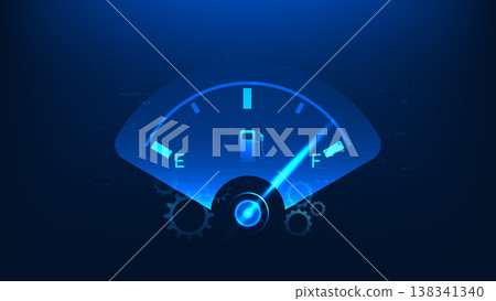 Technology background fuel gauge indicator, symbolizing energy consumption monitoring, resource management, efficiency optimization, smart energy systems, and digital tracking of fuel levels Technology background fuel gauge indicator, symbolizing energy consumption monitoring, resource management, efficiency optimization, smart energy systems, and digital tracking of fuel levels 138341340