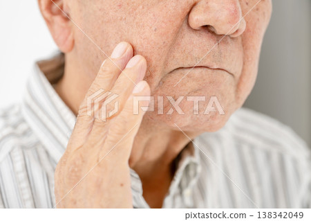 Senior men with nasolabial folds 138342049