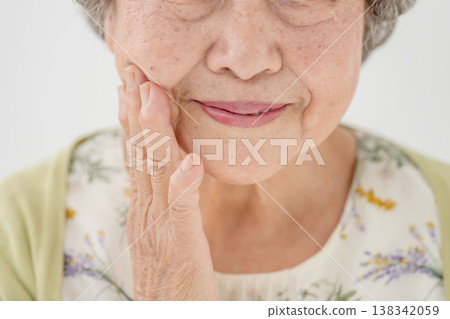 Senior woman nasolabial folds 138342059