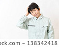 A middle-aged Asian female worker in distress 138342418