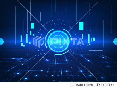 Abstract technology background The technology circle is aligned with the connected circuit. It refers to smart technology that plays a role in giving people access to information. 138342438