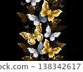 Vertical composition of golden butterflies 138342617