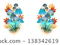 Composition with blue mushrooms 138342619