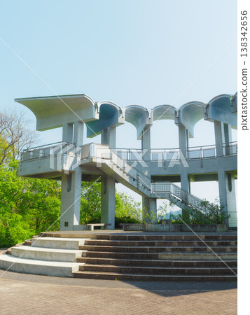 A vertical composition shot of the left side of the Atagoyama observation deck. 138342656