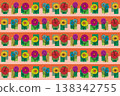 Abstract pattern line of flower on orange color background. 138342755