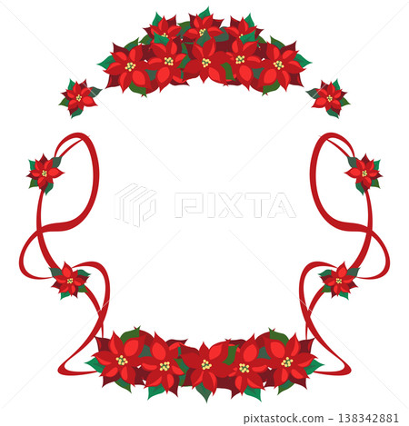 Poinsettia and ribbon frame illustration Poinsettia and ribbon frame illustration 138342881
