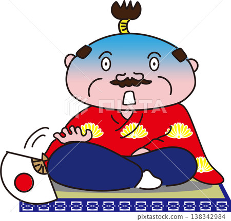 An illustration of a lord sitting in the place of honor and looking shocked. 138342984