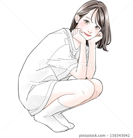 squatting woman 138343042