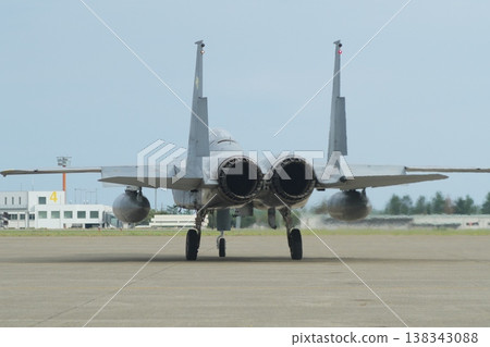 A Japan Air Self-Defense Force F-15J heading towards the runway. A Japan Air Self-Defense Force F-15J heading towards the runway. 138343088
