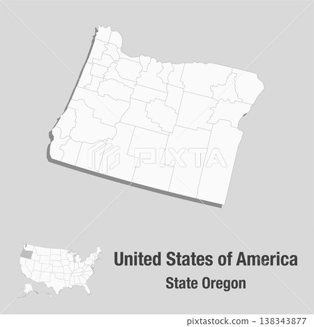 Detailed vector map of the USA - State Oregon Detailed vector map of the USA - State Oregon 138343877