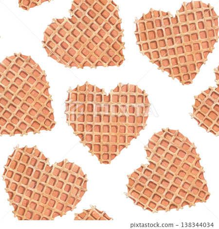 Watercolor pattern with crispy waffles Watercolor pattern with crispy waffles 138344034