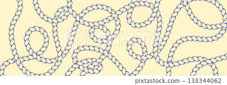 Sailor rope loop pattern. Twisted braided cord loops. Nautical vector bg. Sailor rope loop pattern. Twisted braided cord loops. Nautical vector bg. 138344062