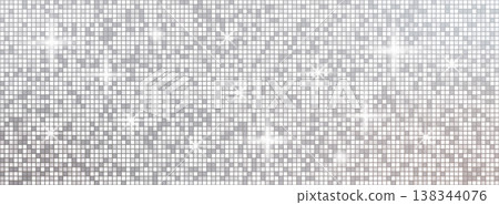 Square sequin mosaic background. Disco ball silver gray pattern. Glam seamless bg. Square sequin mosaic background. Disco ball silver gray pattern. Glam seamless bg. 138344076
