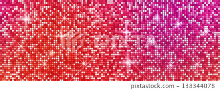 Sequin mosaic texture. Disco ball bg. Retro party seamless pattern. 138344078