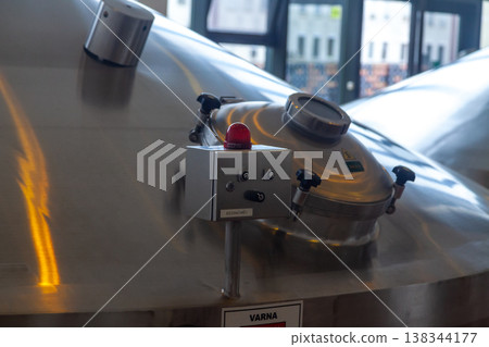 Industrial brewing equipment with stainless steel tank and control box Industrial brewing equipment with stainless steel tank and control box 138344177