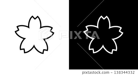 Cherry blossom line icon. Monochrome vector illustration set with white and black lines. Cherry blossom line icon. Monochrome vector illustration set with white and black lines. 138344332