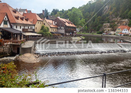 Vltava River Dam in Cesky Krumlov Vltava River Dam in Cesky Krumlov 138344333