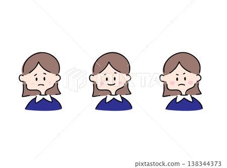 woman with various facial expressions woman with various facial expressions 138344373