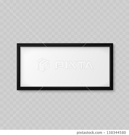 Realistic Black Picture Frame Mockup Set. Vector Three Blank Vertical Poster Templates for Wall Art Gallery 138344580
