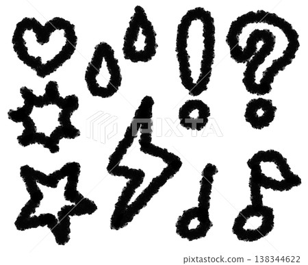 Icon set of symbols such as hearts and stars Icon set of symbols such as hearts and stars 138344622