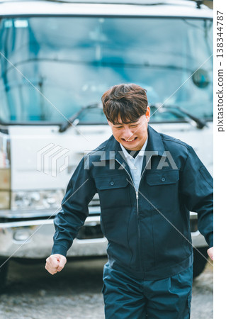 A frustrated truck driver A frustrated truck driver 138344787