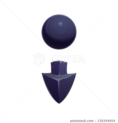 Pirate font or corsair type and Caribbean cartoon marine typeface, vector piracy typography. Punctuation mark or semicolon sign in shape of cannonball and arrowhead weapon for pirate font typeface 138344954