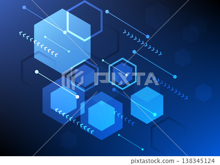 Abstract background technology hexagon conveys the internals of the digital systems working behind them to deliver accurate information. 138345124
