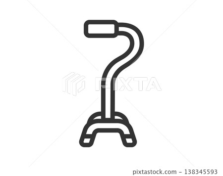 Illustration of a four-pronged cane icon (line drawing) 138345593