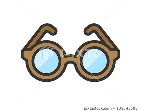 Illustration of a reading glasses icon (line drawing in color) Illustration of a reading glasses icon (line drawing in color) 138345596