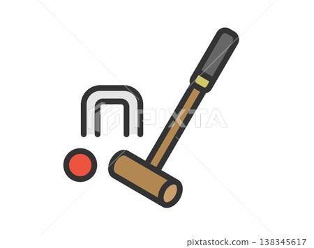 門球圖示（線條畫，彩色）插圖 138345617