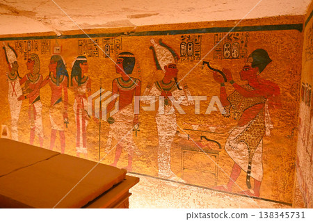 Tutankhamun's Tomb, Murals, Ritual of the God Osiris, Valley of the Kings Tutankhamun's Tomb, Murals, Ritual of the God Osiris, Valley of the Kings 138345731