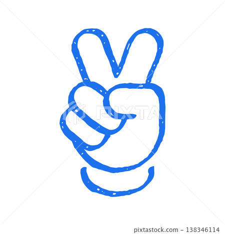 Peace And Victory Hand Sign Gesture In A Hand Drawn Grunge Vector Illustration 138346114