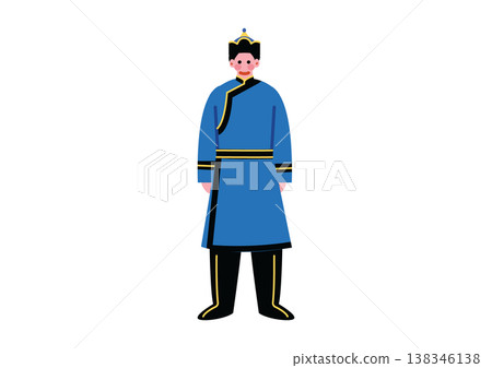 An illustration of a man wearing traditional Mongolian ethnic clothing. An illustration of a man wearing traditional Mongolian ethnic clothing. 138346138