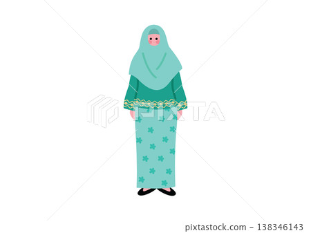 Illustration of a woman wearing traditional Malaysian ethnic clothing. Illustration of a woman wearing traditional Malaysian ethnic clothing. 138346143
