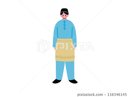 一幅描繪身著納拉西亞傳統民族服裝的男子的插圖。 138346145