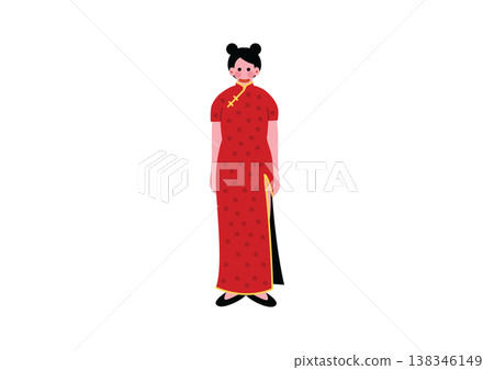 穿著漢服的女人插畫 穿著漢服的女人插畫 138346149