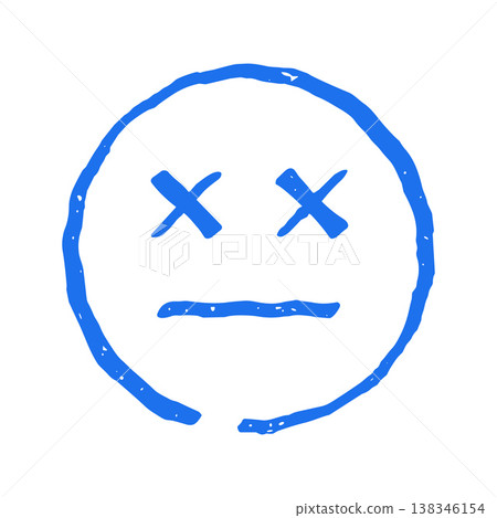 Dead Dizzy Face Emoji Hand Drawn In A Grunge Comic Vector Illustration Style 138346154