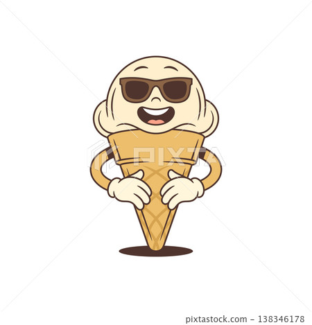Cool Ice Cream Cone Mascot In Sunglasses Cartoon Character Vector Illustration Cool Ice Cream Cone Mascot In Sunglasses Cartoon Character Vector Illustration 138346178