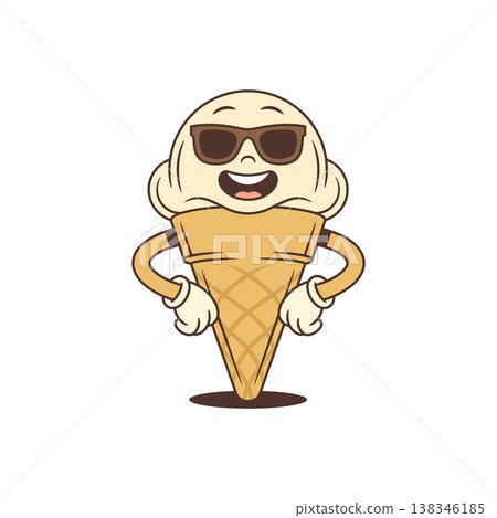 Confident Ice Cream Cone With Sunglasses And Hands On Hips Cartoon Character Vector Illustration Confident Ice Cream Cone With Sunglasses And Hands On Hips Cartoon Character Vector Illustration 138346185