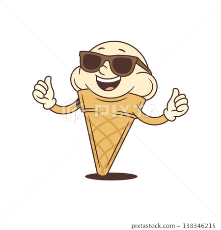 Cool Thumbs Up Ice Cream Cartoon Character Vector Illustration Cool Thumbs Up Ice Cream Cartoon Character Vector Illustration 138346215