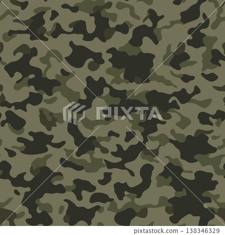 Military masking grid background of soldier khaki green camouflaging 138346329