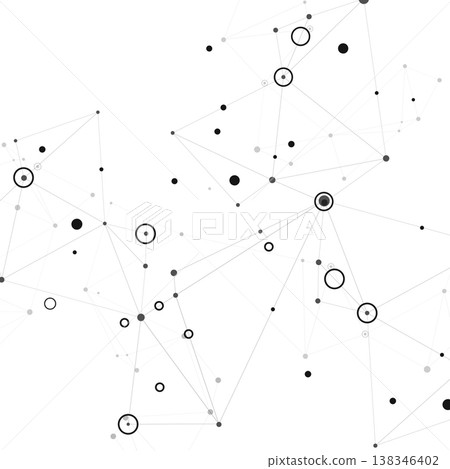 Set abstract vector illustrations depicting interconnected nodes and lines, resembling molecular structures or digital network Set abstract vector illustrations depicting interconnected nodes and lines, resembling molecular structures or digital network 138346402
