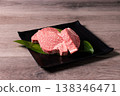 Premium Japanese Black Wagyu Beef Fillet Steak Cut, Exquisite Marbling and Lean Meat, beautifully presented. 138346471