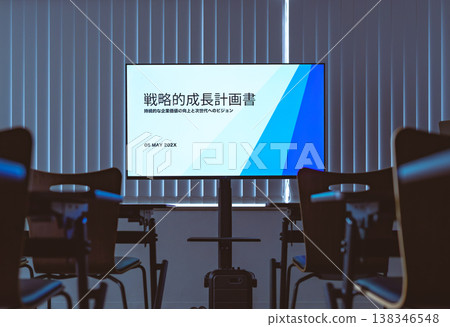 Plan displayed on the conference room screen 138346548